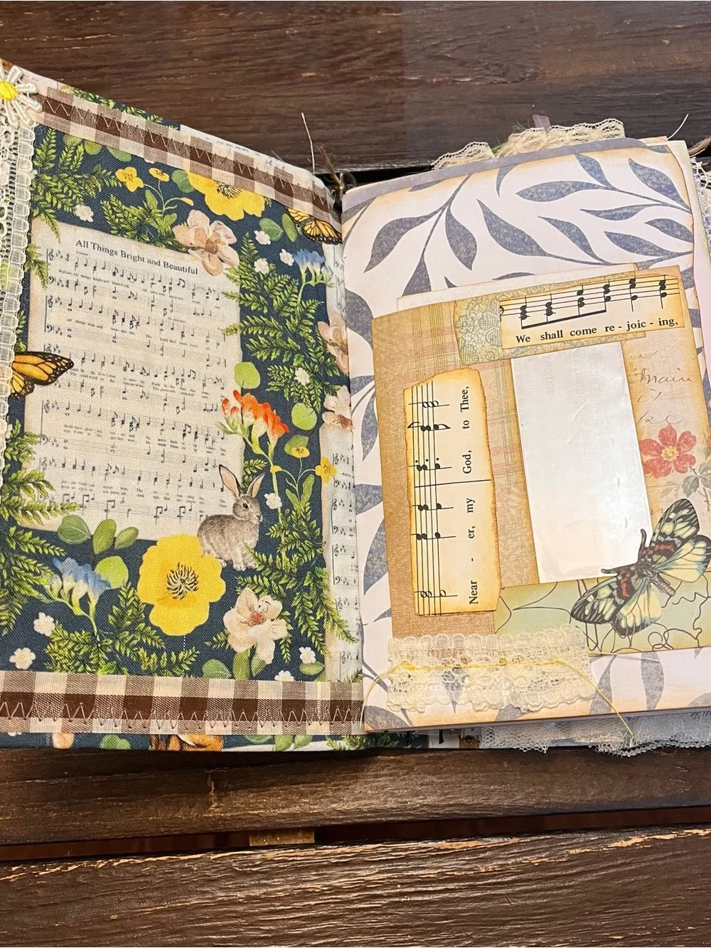 Junk Journal Nature Music Hymns Christian Faith Based Softcover Decorated 3 Sig